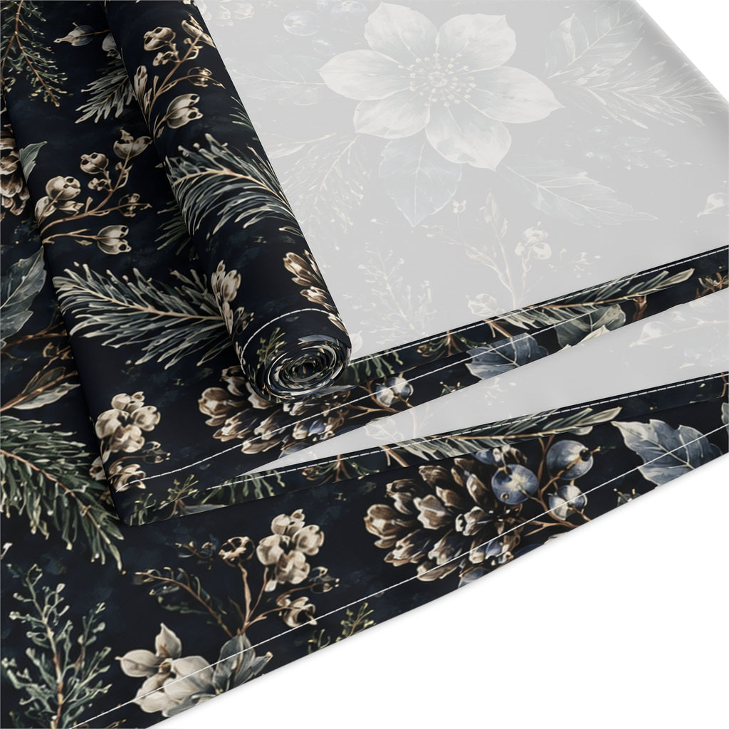 Midnight Winter Garden Cotton Twill Table Runner | The Winter House Collection