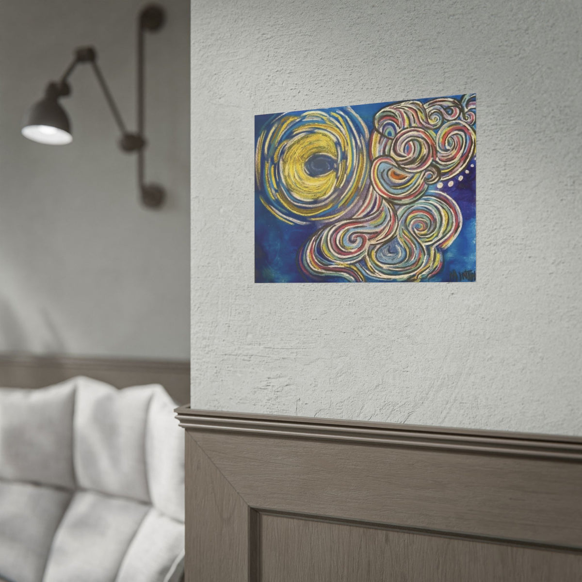 Abstract Moon Swirl Poster — Colorful Whirlwind Wall Art (Rolled Poster) — view 6