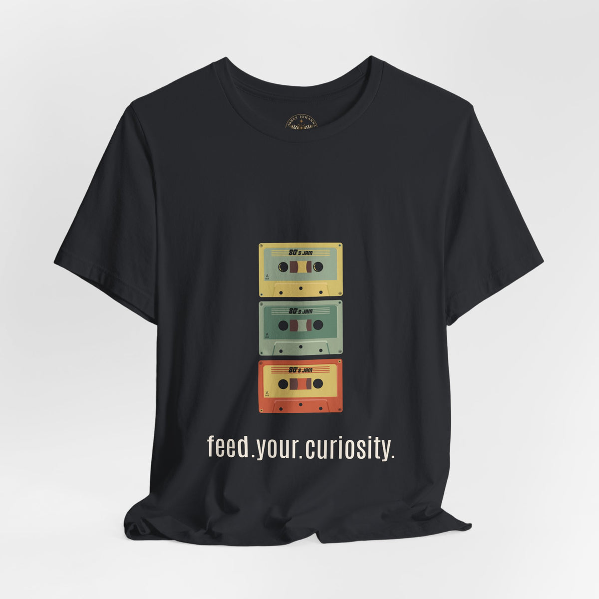 Feed Your Curiosity retro cassette tape graphic T-shirt — product view 8