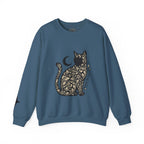 Gothic Botanical Cat Sweatshirt | Crescent Moon, Ornate Florals