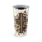 20oz Floral Cross Tumbler — Faith Scripture Travel Mug — view 4