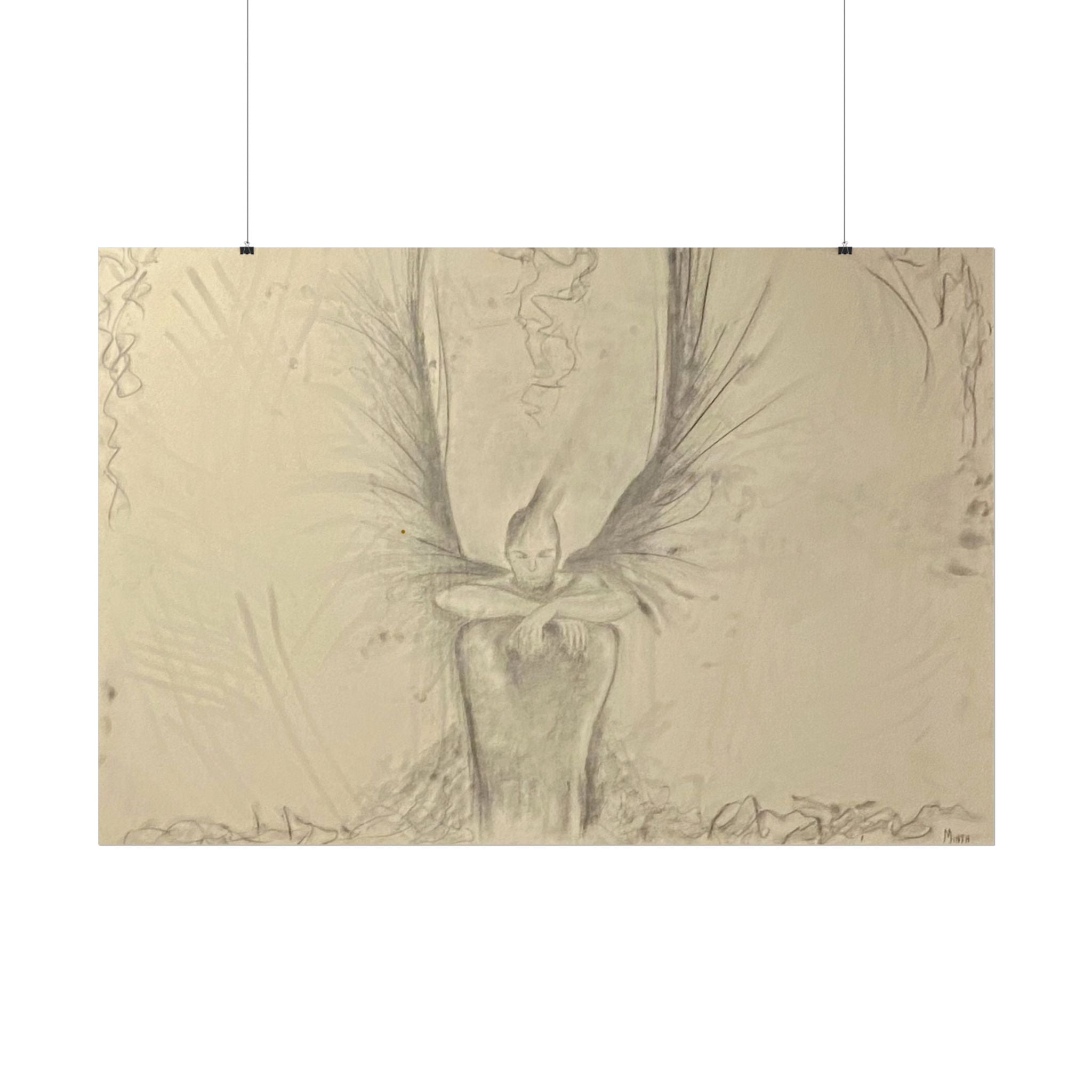 The Guardian — Original Charcoal Fine Art Print | Textured Watercolor Paper