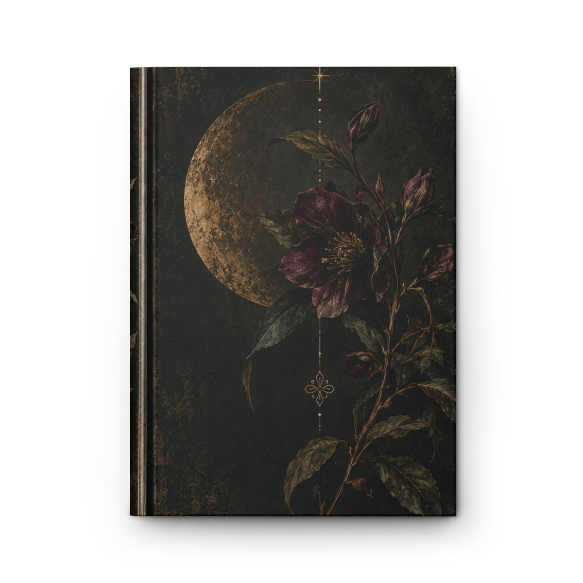 Moonlit Floral Hardcover Journal — Vintage Botanical Blank Notebook — view 2