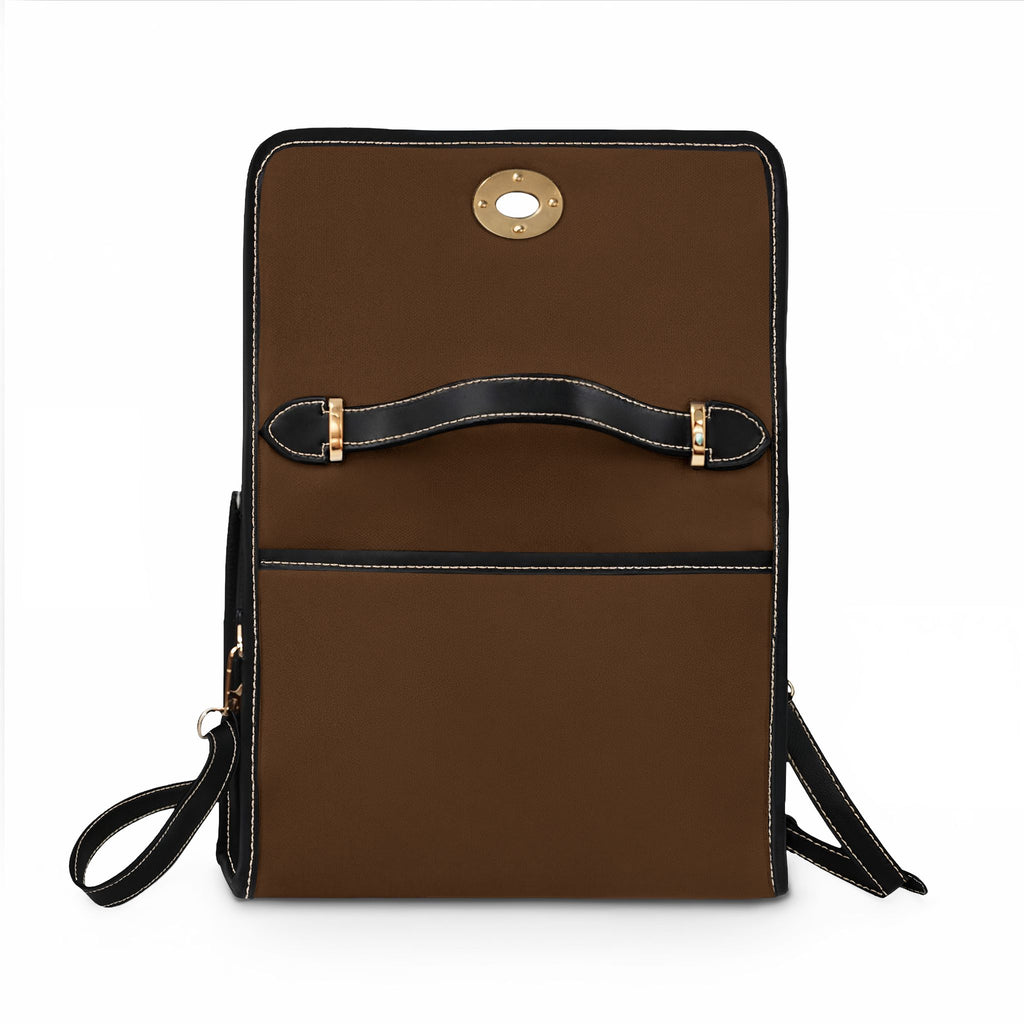 Vintage-Inspired Satchel Bag — Floral Accent, Leather Trim Waterproof Canvas Shoulder Bag — view 6