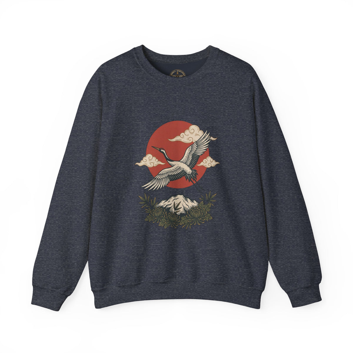 Traditional Tattoo-Style Crane Illustration Sweatshirt | Vintage Flash, Limited Palette — view 9