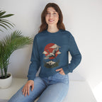 Traditional Tattoo-Style Crane Illustration Sweatshirt | Vintage Flash, Limited Palette — view 79