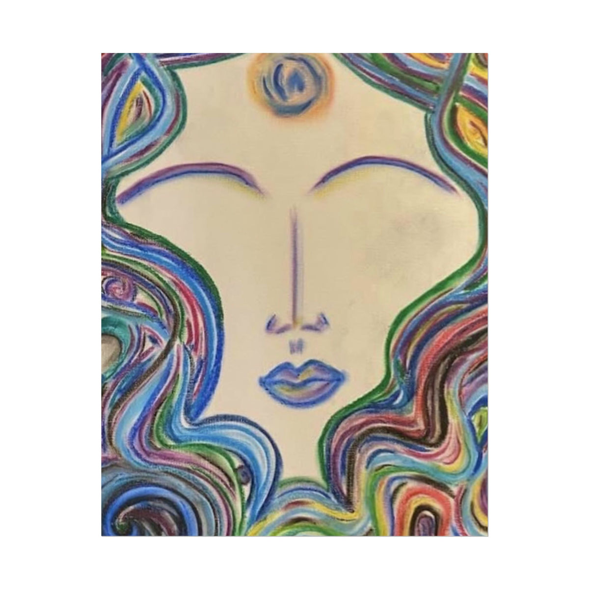 Bliss colorful abstract face oil pastel art print by Abbey Johanna.
