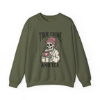 True Crime and Tea Sweatshirt | Skull Tea Mug Graphic, Podcast Lover Crewneck — view 3
