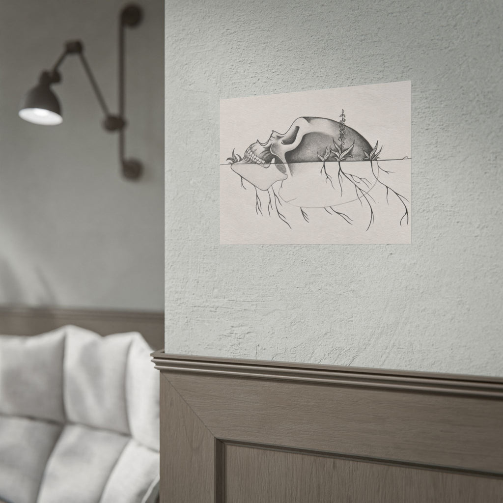 What Remains – Botanical Skull Wall Art | Original Charcoal & Graphite Drawing Print — view 1