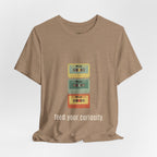 Feed Your Curiosity retro cassette tape graphic T-shirt — product view 3