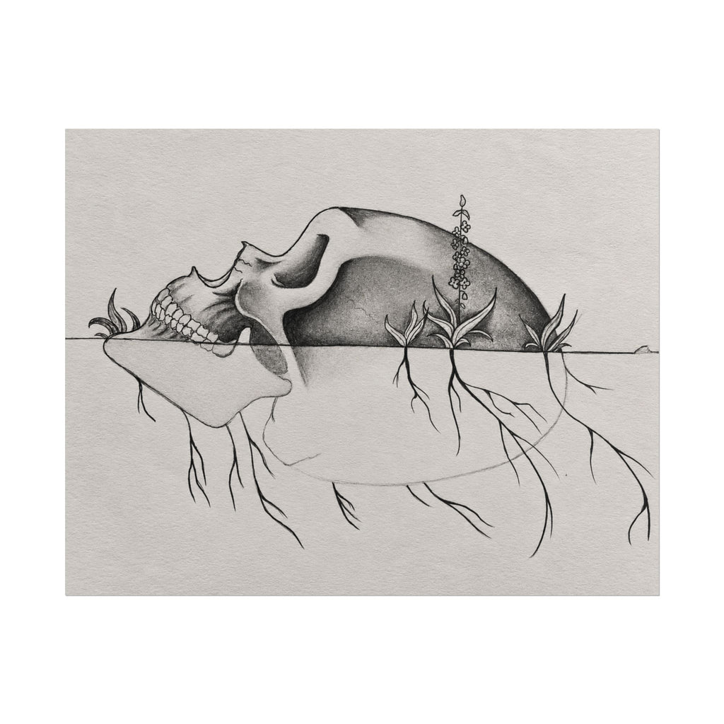 What Remains – Botanical Skull Wall Art | Original Charcoal & Graphite Drawing Print — view 10