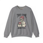 True Crime and Tea Sweatshirt | Skull Tea Mug Graphic, Podcast Lover Crewneck — view 4