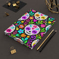 Day of the Dead sugar skull hardcover lined journal with colorful floral design — product view 1