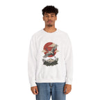 Traditional Tattoo-Style Crane Illustration Sweatshirt | Vintage Flash, Limited Palette — view 22