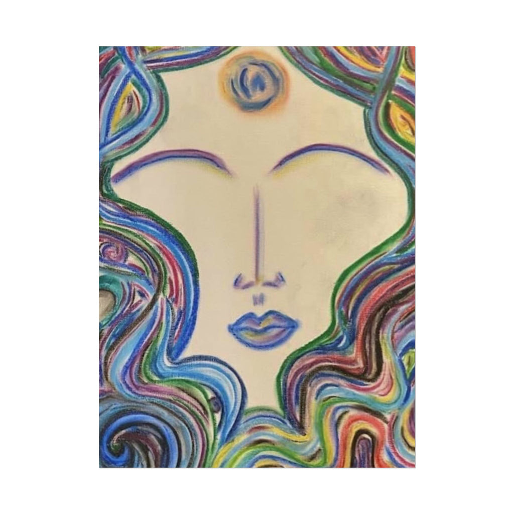 Bliss – Colorful Abstract Face Wall Art | Oil Pastel Art Print | Boho Eclectic Decor — view 3