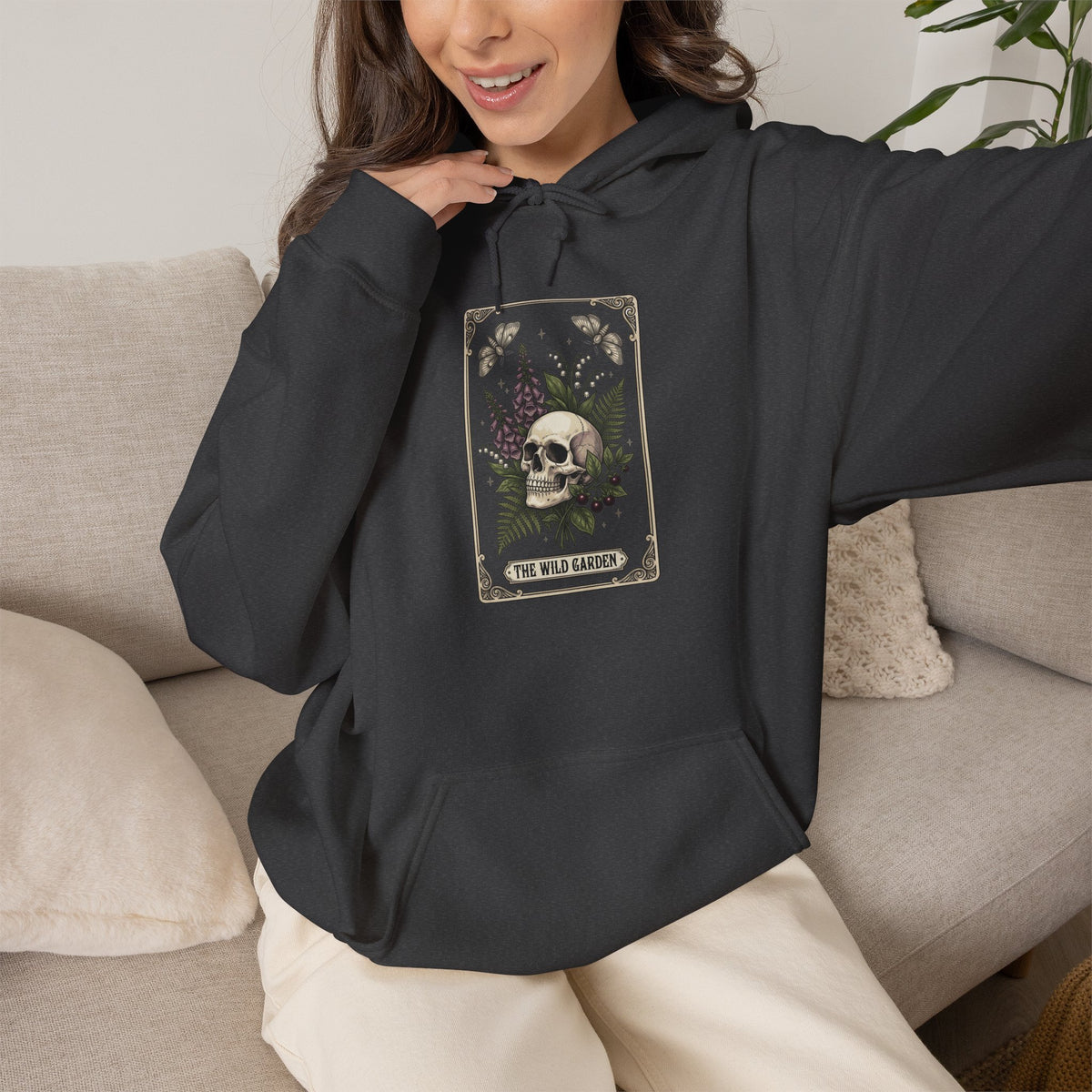 Skull & Fern Tarot Card Hoodie | Gothic Botanicals, Victorian Macabre — view 1