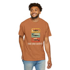 T-Shirt — Vintage Cassette Stack “feed.your.curiosity.” Retro Music Tee — view 4