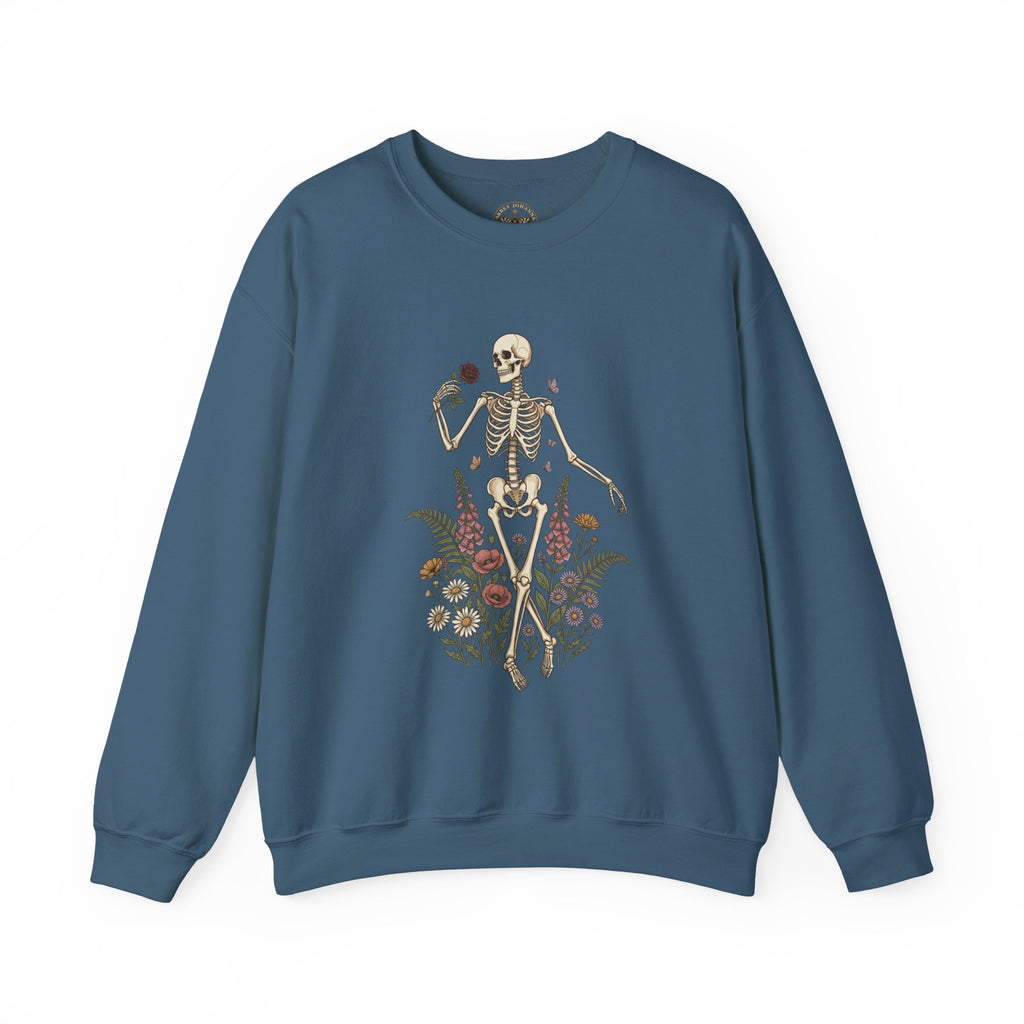 Skeleton with Blooms Crewneck, Gothic Botanicals sweatshirt