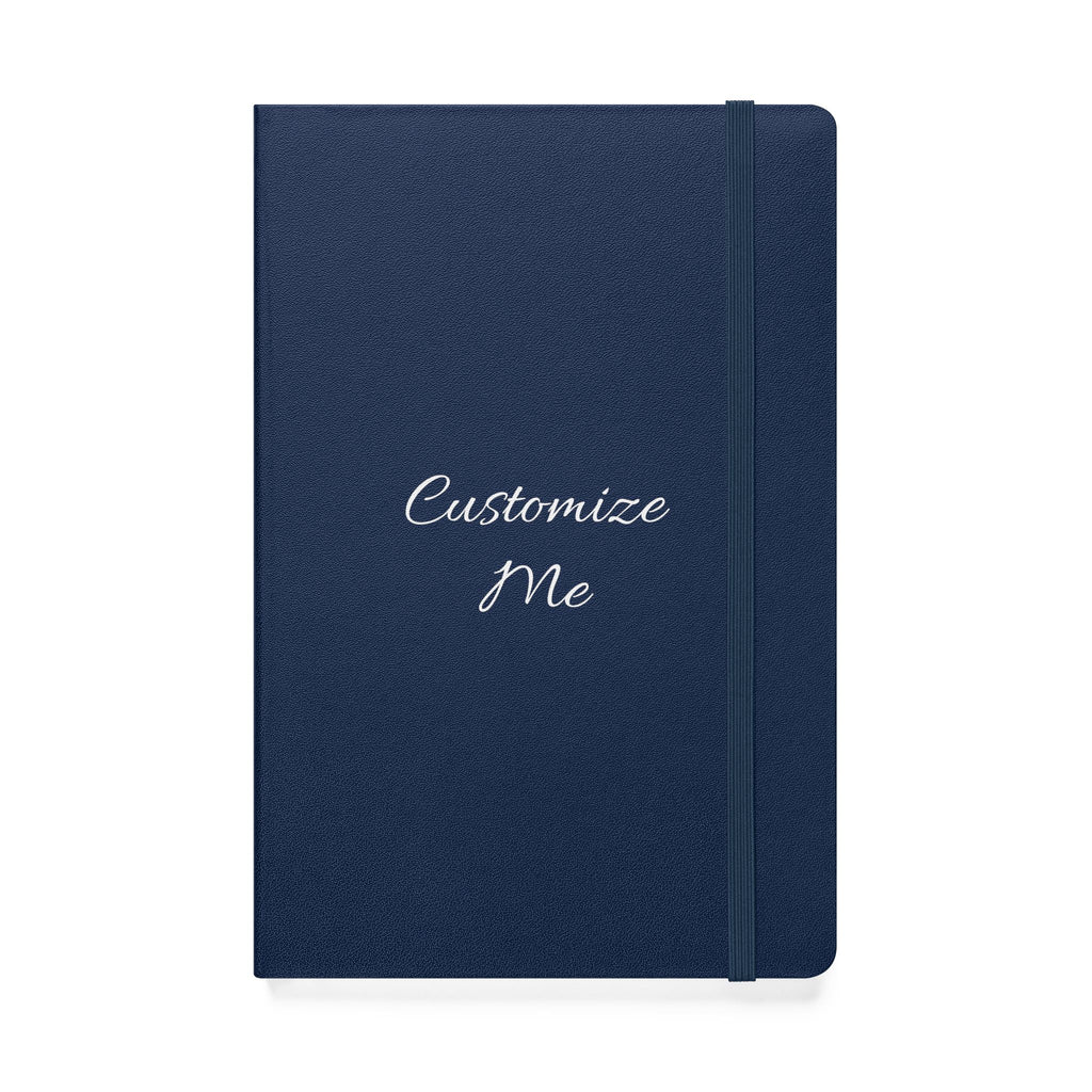 Customizable hardcover notebook with lined cream pages and personalized message option — product view 1