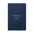 Customizable hardcover notebook with lined cream pages and personalized message option — product view 1