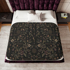 Botanical Moon sherpa blanket with gothic floral and celestial design — product view 1