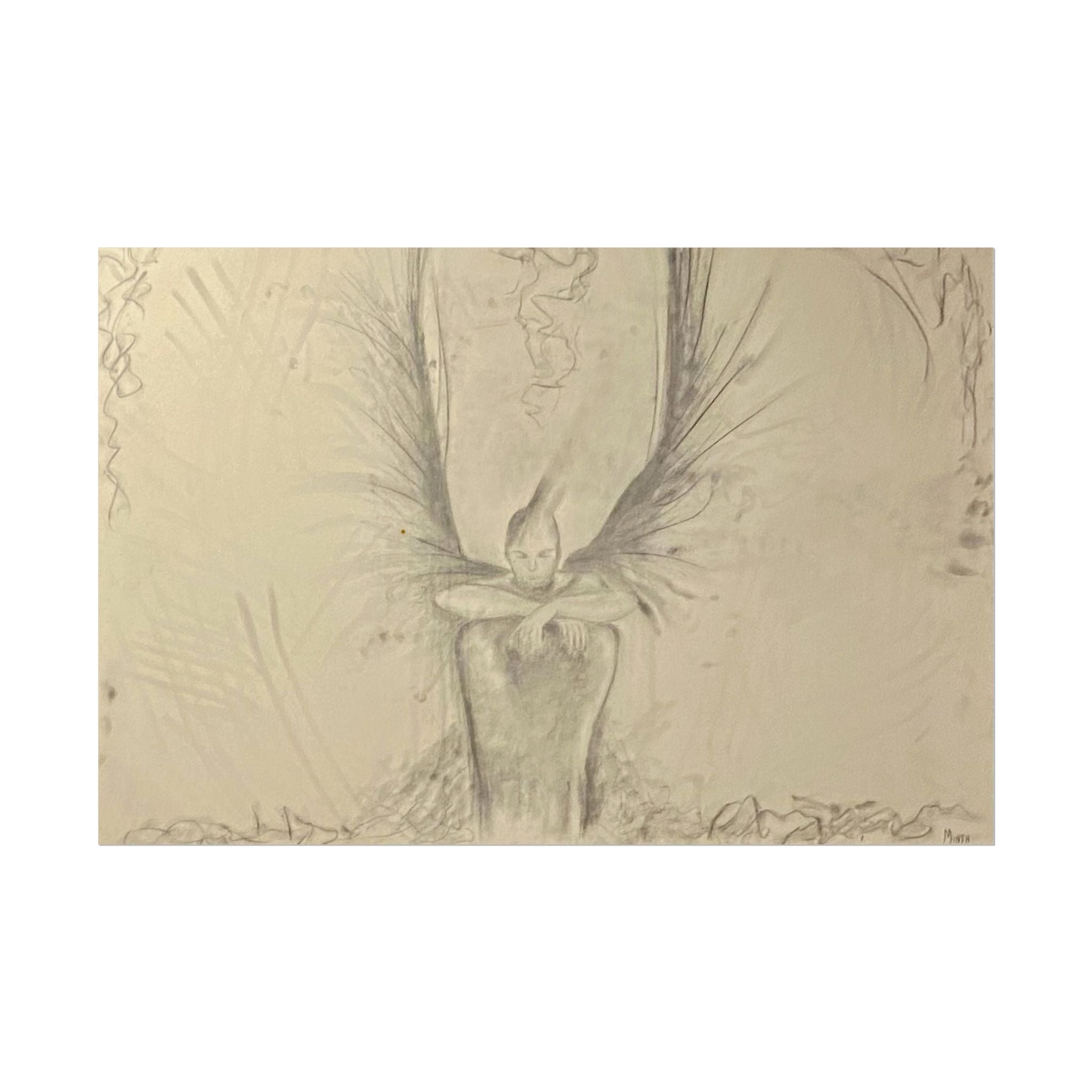 The Guardian — Original Charcoal Fine Art Print | Textured Watercolor Paper
