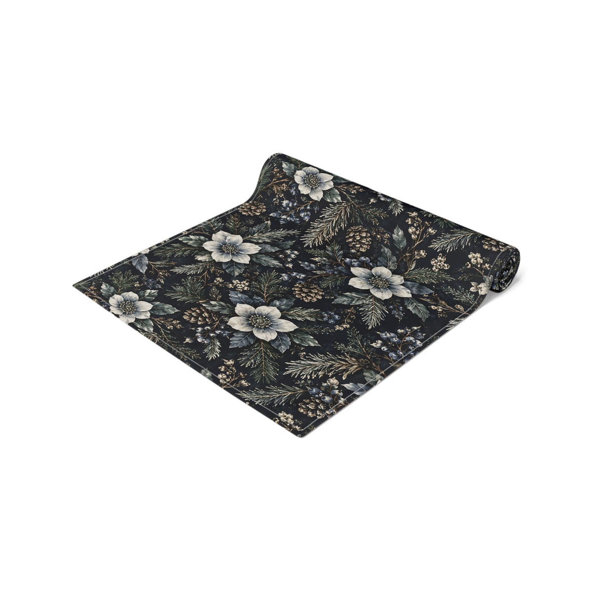 Midnight Winter Garden Cotton Twill Table Runner | The Winter House Collection