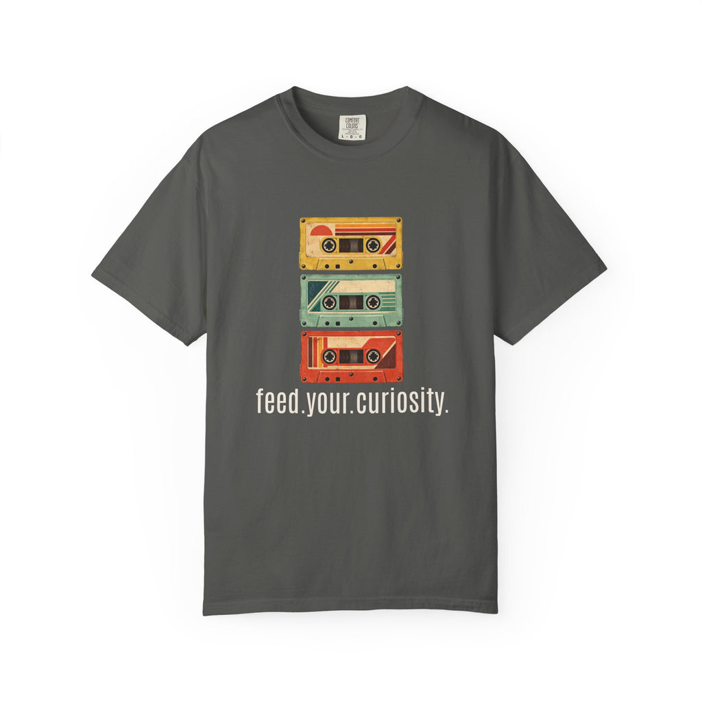 T-Shirt — Vintage Cassette Stack “feed.your.curiosity.” Retro Music Tee — view 35