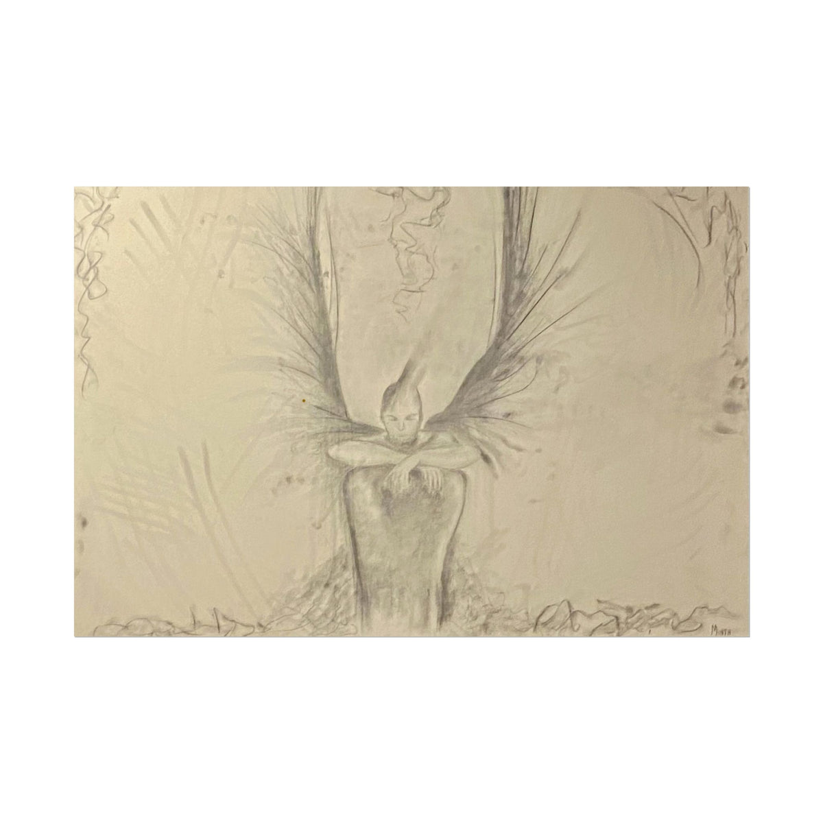 The Guardian charcoal fine art print on textured watercolor paper — product view 7