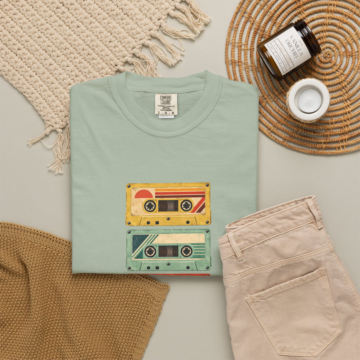 T-Shirt — Vintage Cassette Stack “feed.your.curiosity.” Retro Music Tee — view 39