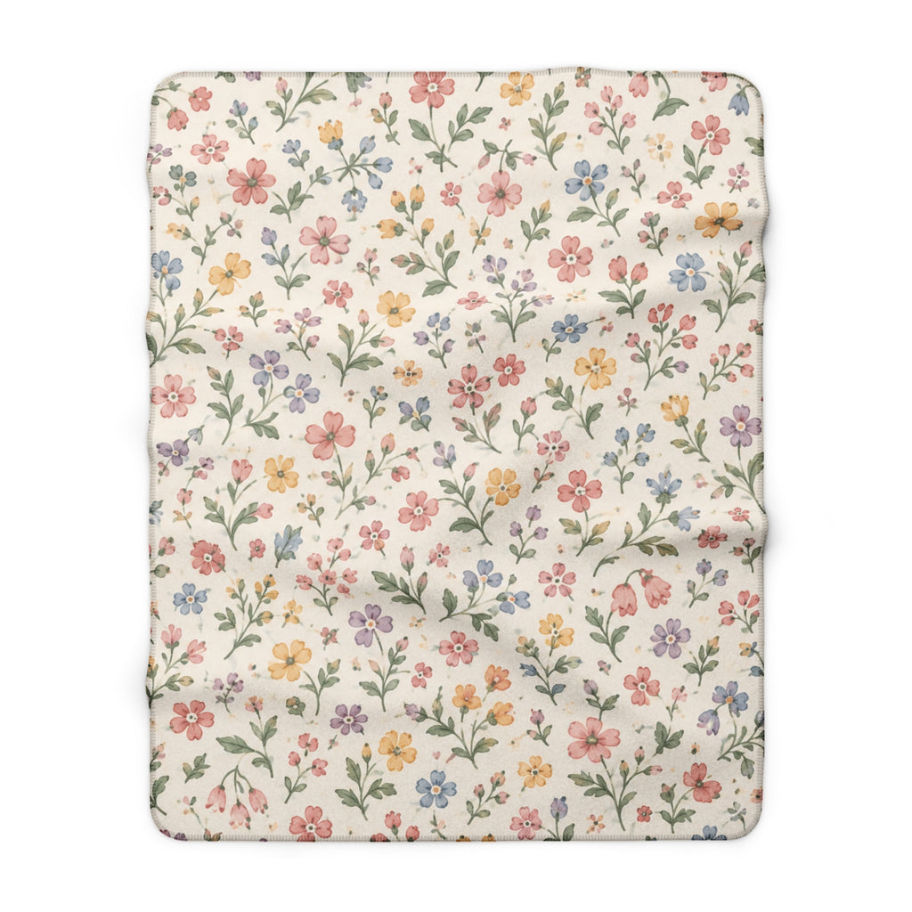 Sherpa Blanket — Pastel Wildflower Cozy Throw