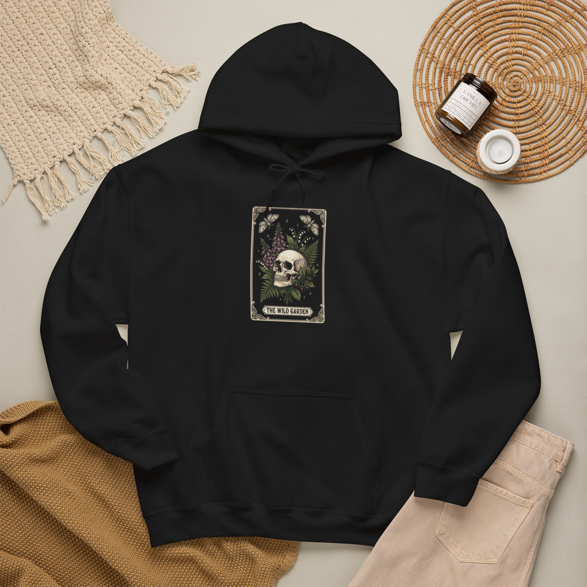 Skull & Fern Tarot Card Hoodie | Gothic Botanicals, Victorian Macabre — view 16