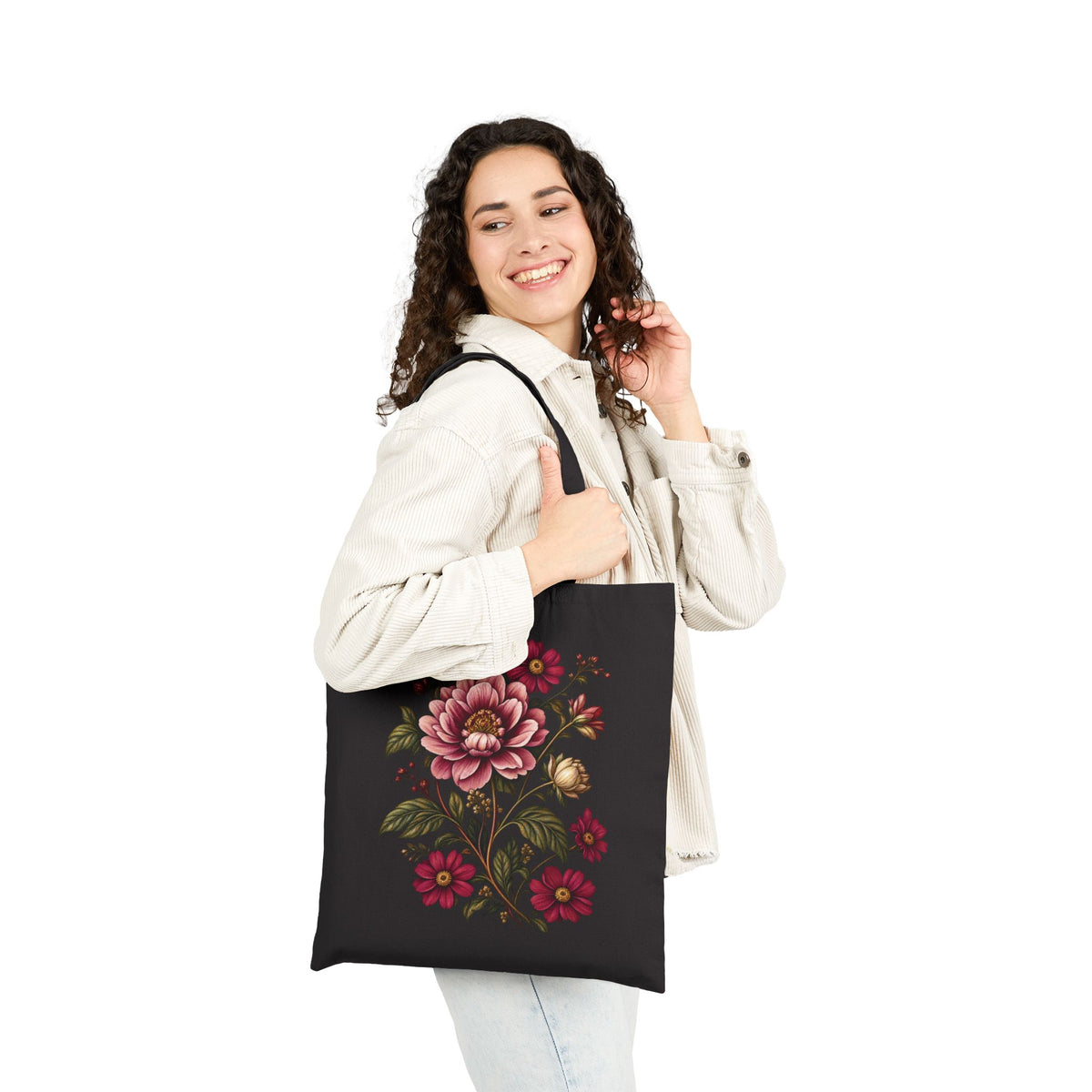 Victorian No. 003 – Vintage Floral Tote Bag | Botanical Cotton Canvas Shopper — view 16