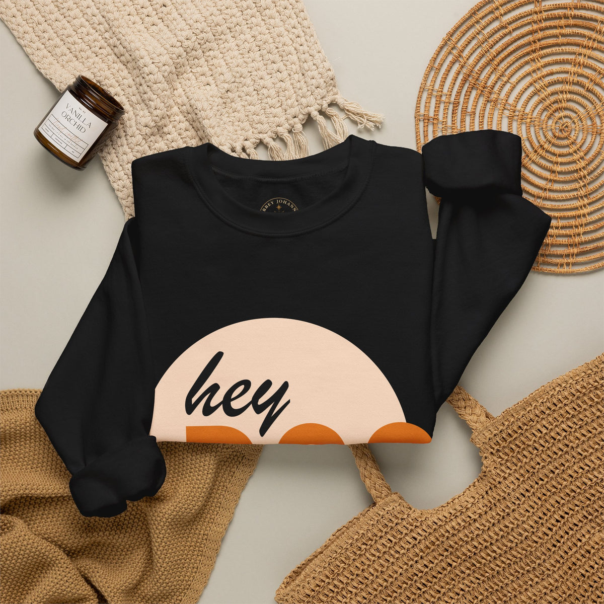 hey BOO Crewneck Sweatshirt — Cute Halloween Graphic Pullover — view 9
