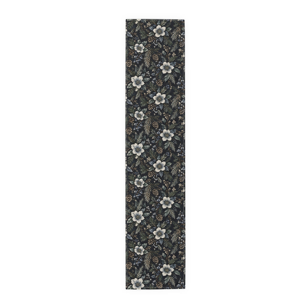 Midnight Winter Garden Cotton Twill Table Runner | The Winter House Collection