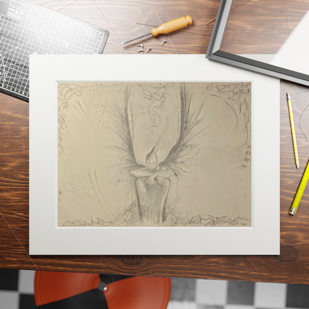 The Guardian — Giclée Fine Art Print with Passepartout | Original Charcoal Artwork