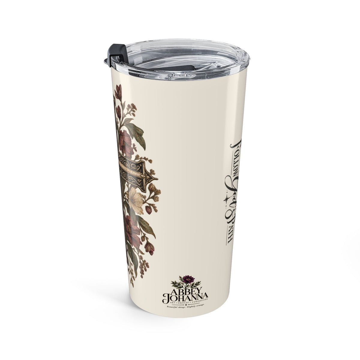 20oz Floral Cross Tumbler — Faith Scripture Travel Mug — view 6