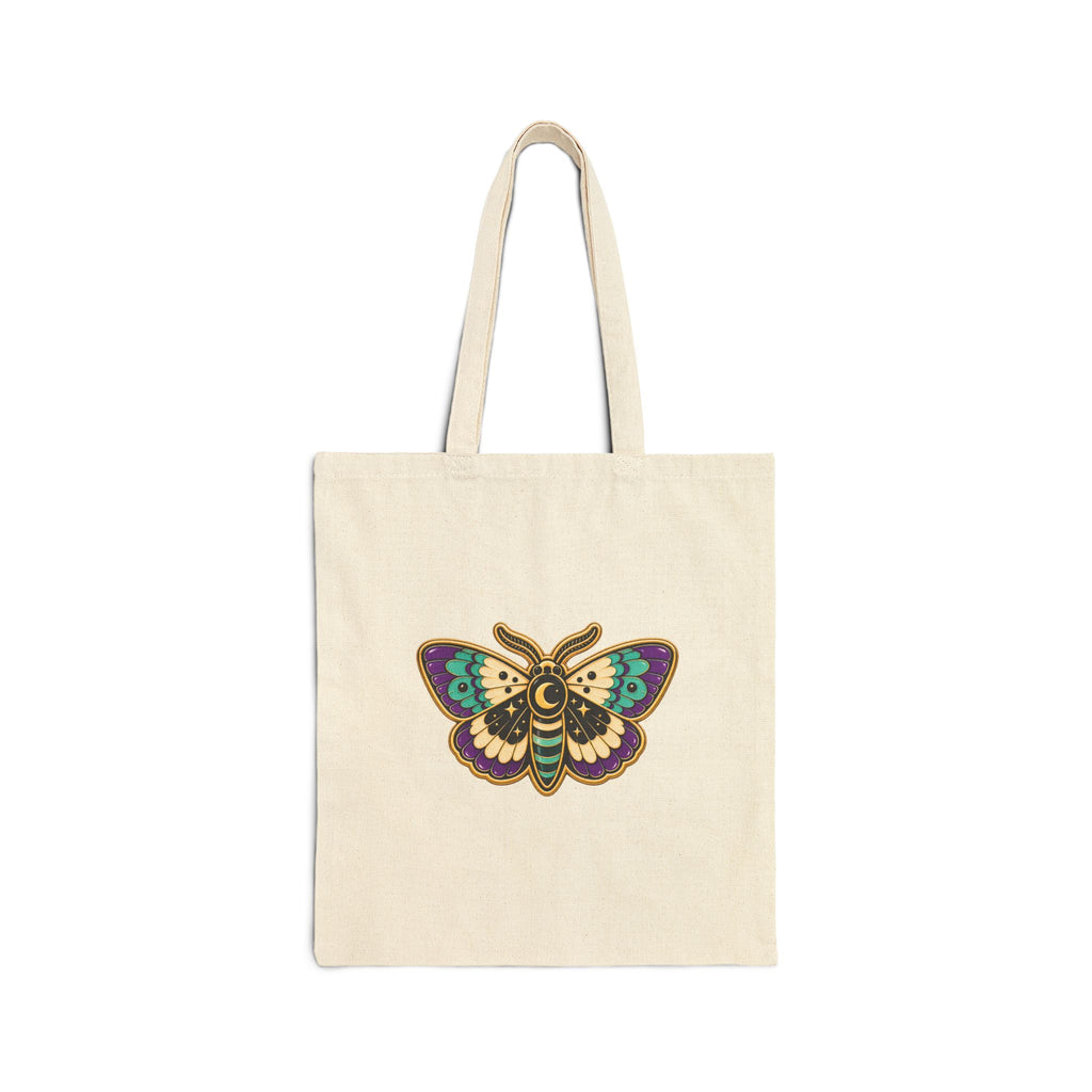 Mothy Moth – Colorful Moth Tote Bag | Cotton Canvas Gothic Botanical Bag — view 3