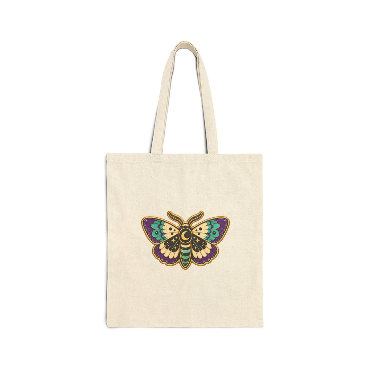 Mothy Moth – Colorful Moth Tote Bag | Cotton Canvas Gothic Botanical Bag — view 3