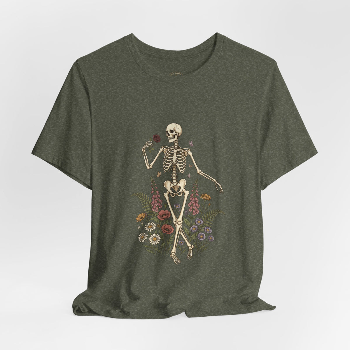 Skeleton with Wildflowers Tee | Gothic Botanicals, Victorian Floral — view 9