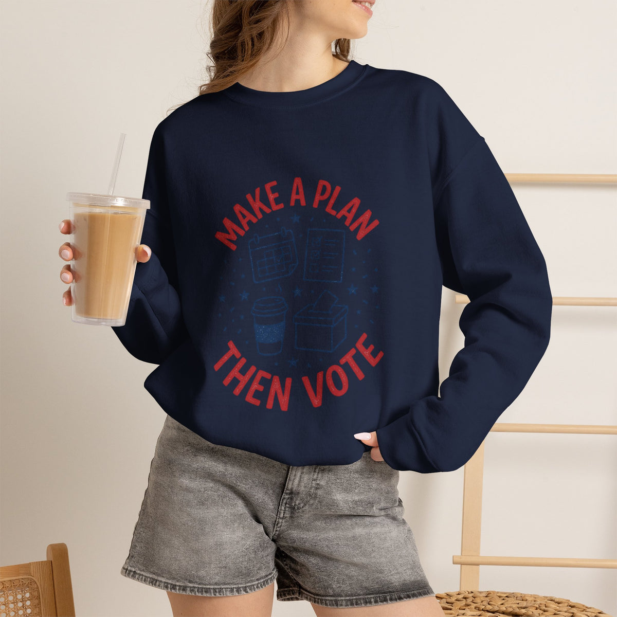 Make a Plan Then Vote Sweatshirt | Midterm Elections Voter Reminder — view 5