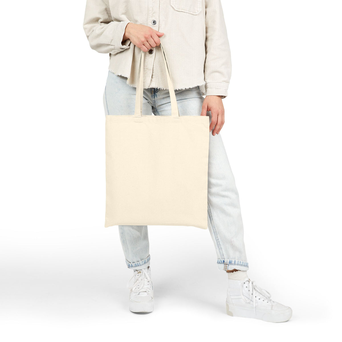 Vintage crane canvas tote with traditional tattoo-inspired bird and sun artwork — product view 14