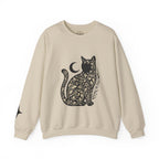 Gothic Botanical Cat Sweatshirt | Crescent Moon, Ornate Florals
