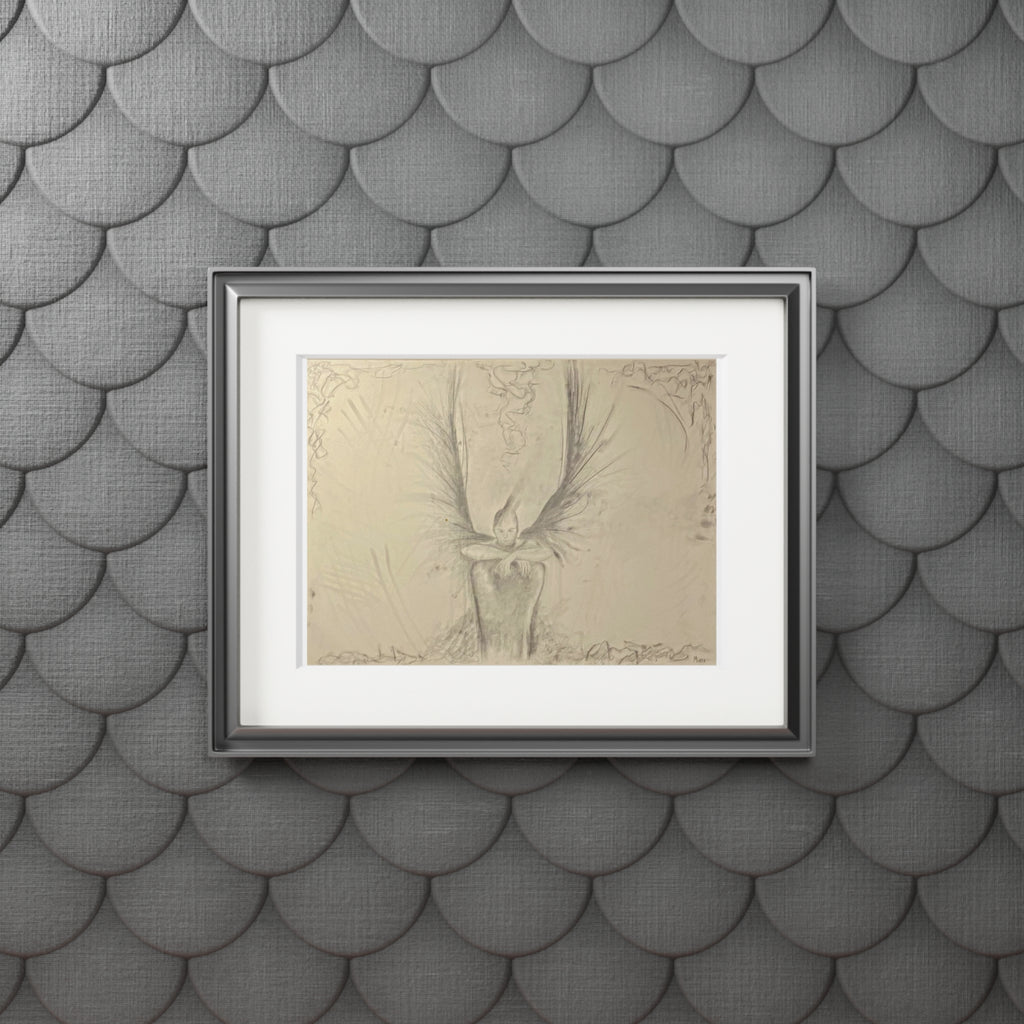The Guardian — Giclée Fine Art Print with Passepartout | Original Charcoal Artwork