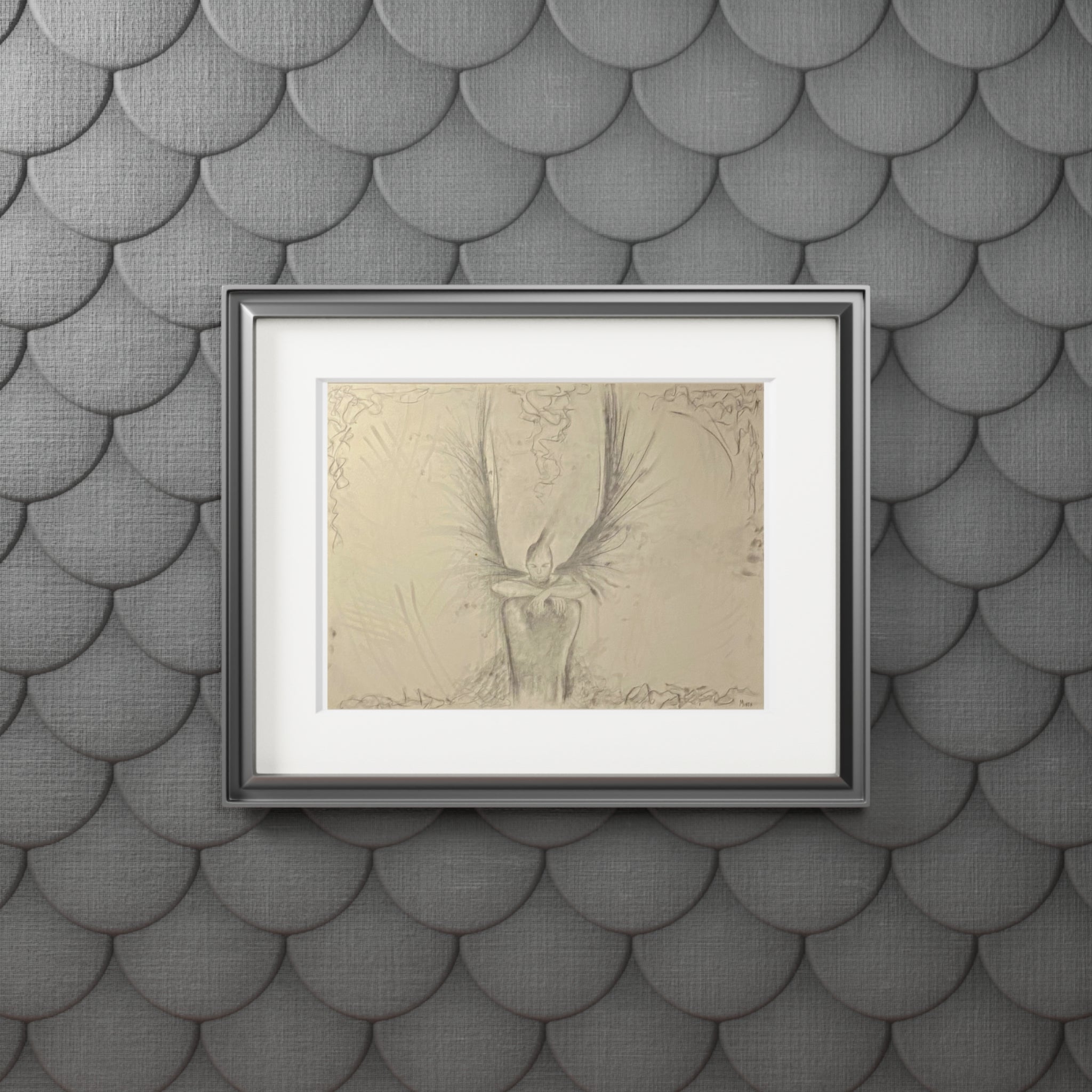 The Guardian — Giclée Fine Art Print with Passepartout | Original Charcoal Artwork