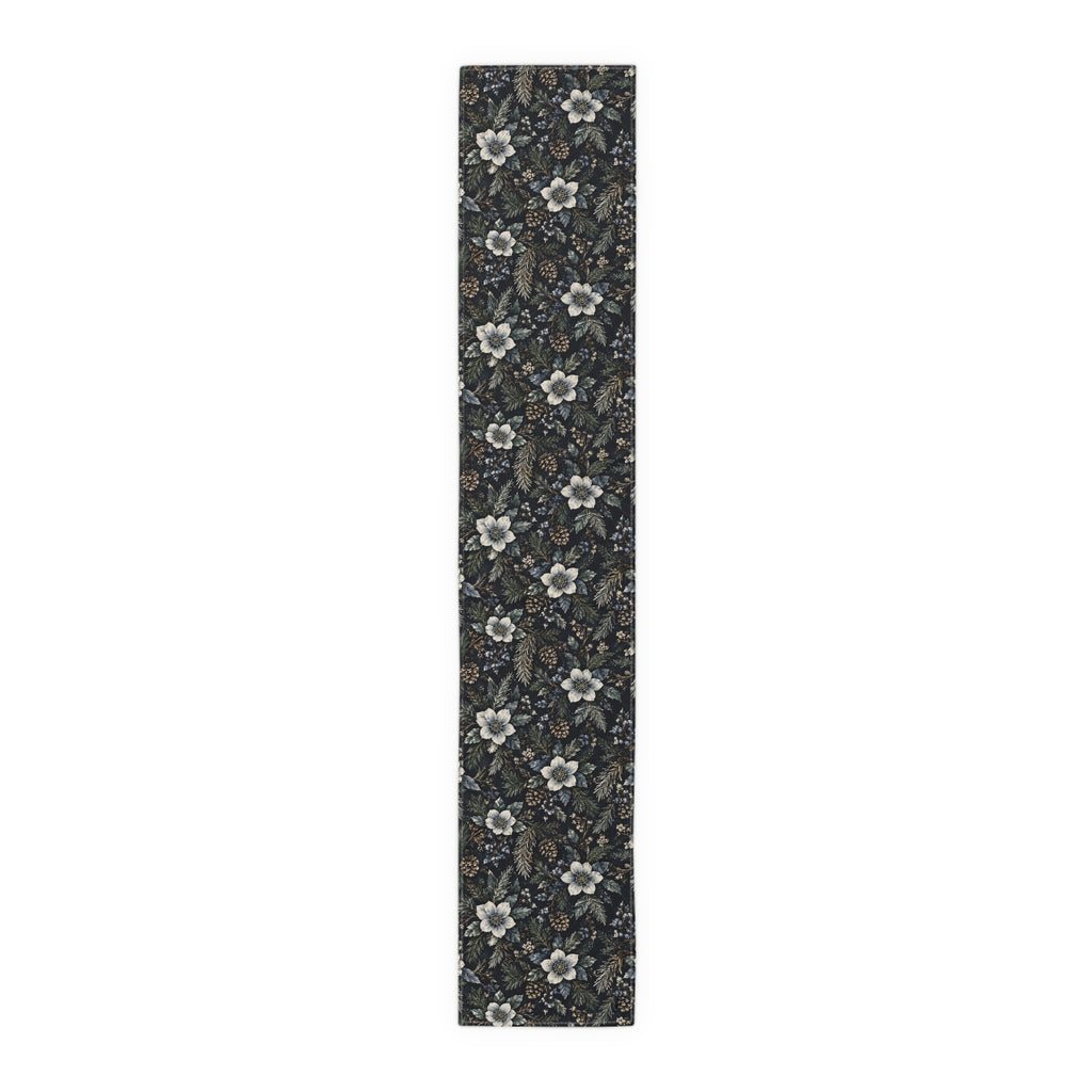 Midnight Winter Garden Cotton Twill Table Runner | The Winter House Collection