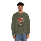 Traditional Tattoo-Style Crane Illustration Sweatshirt | Vintage Flash, Limited Palette — view 58