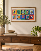 Folk Bloom Mandala Grid | Colorful Folk Wall Art — product image 3