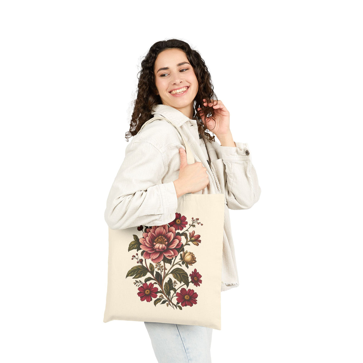 Victorian No. 003 – Vintage Floral Tote Bag | Botanical Cotton Canvas Shopper — view 6