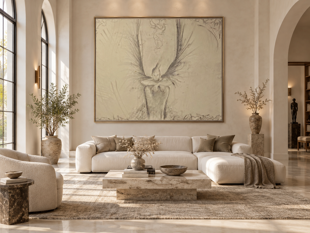 The Guardian charcoal fine art print on textured watercolor paper — product view 1